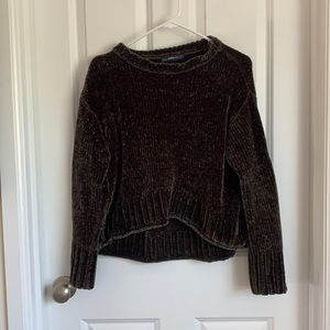 Zara Velvet Sweater in deep green